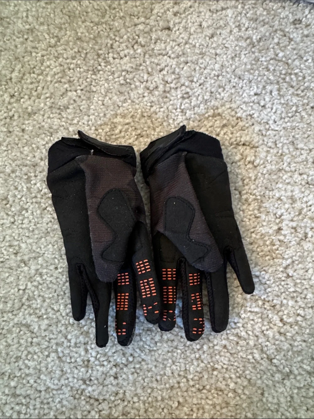 Fox Racing Black Gloves with Orange Fox Head Logo youth xs